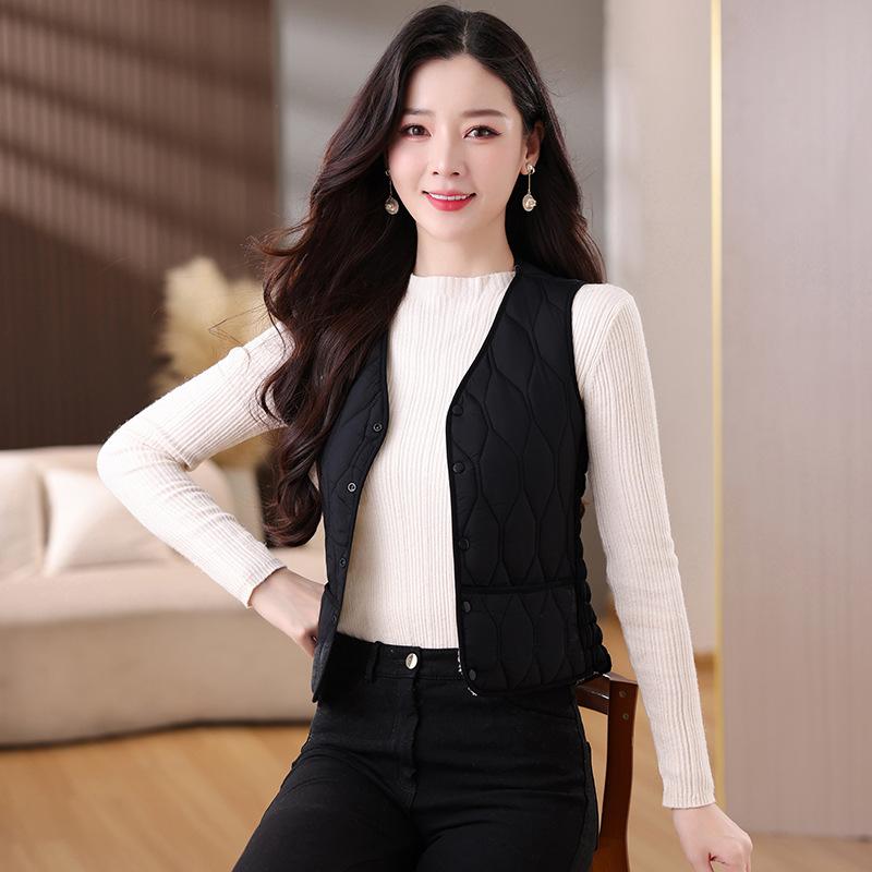 Autumn and Winter Down Cotton Vest Thickened New Velvet Light and Slim Liner Short Vest