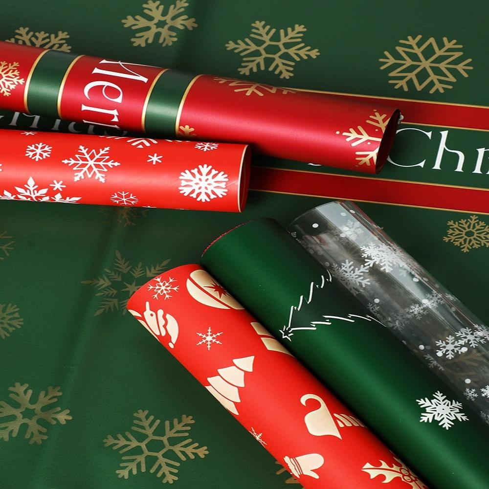 Christmas Flower Packaging Paper Snowflake Waterproof Packaging Paper Christmas Cellophane Paper Transparent For Christmas Eve