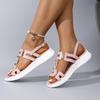 Platform Wedge Cool Drag Women's Round Head Open Toe Metal Buckle Cutout Breathable Non-Slip Wear-Resistant Flip-Flop