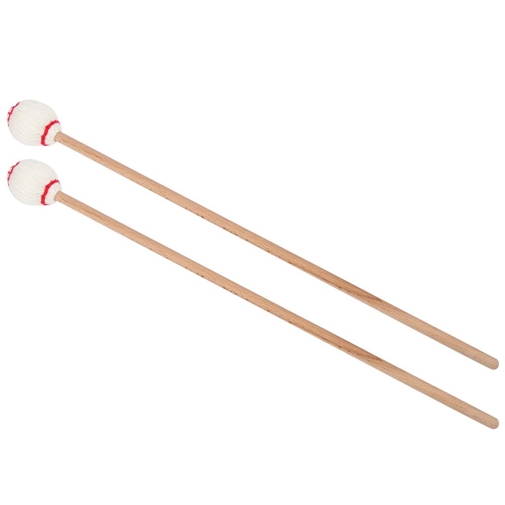 1 Pair Marimba Mallets Portable Maple Handle Wool Ball Sticks Percussion Playing AccessoriesWhite Ball