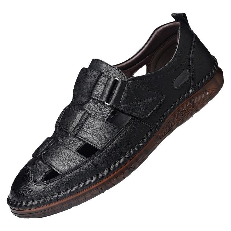 Sandali Classici in Pelle Bovina di Alta Qualità Estate Esterno Fatti a Mano Sandali da Uomo Moda Confortevoli Scarpe da Spiaggia in Pelle da Uomo Taglia 44