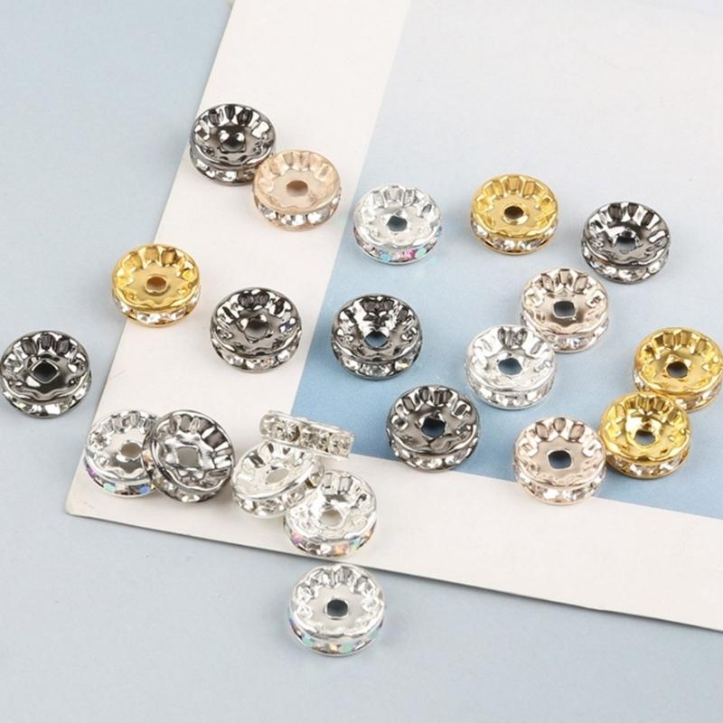 8mm Rhinestones Spacer Beads Rondelle Loose Beads Crystal Bead Spacer for Bracelets and Necklaces In Jewelry Crafts