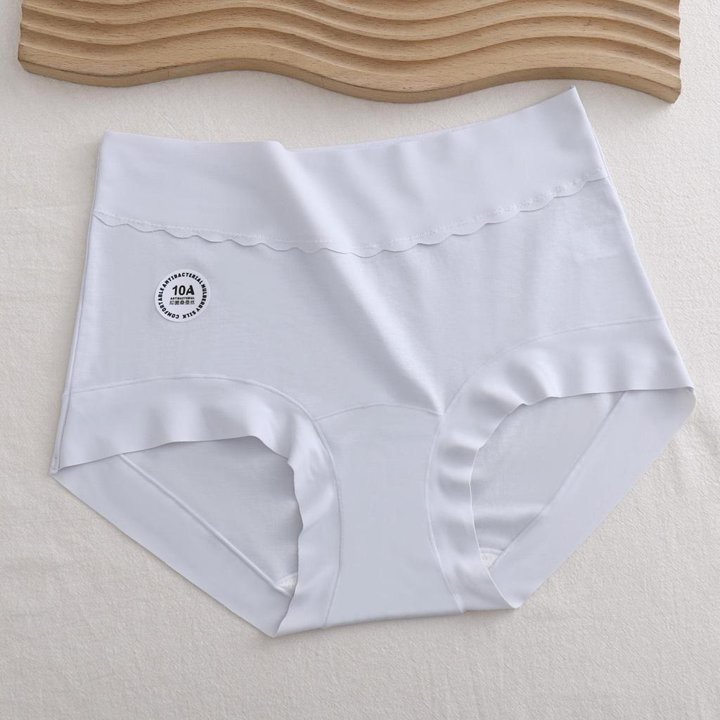 Plus Size Antibacterial Lyocell High-Waisted Seamless Tummy Control Silk Panties
