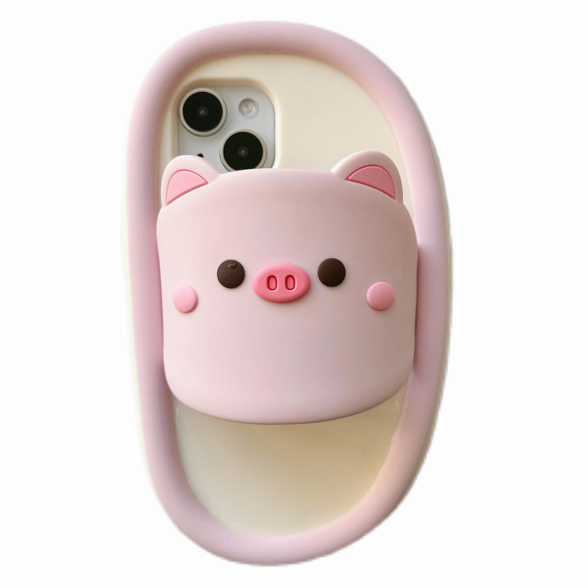 

For iPhone 15 Silicone Case Cute Pig Slipper Design Shockproof Phone Back Cover As Shown A