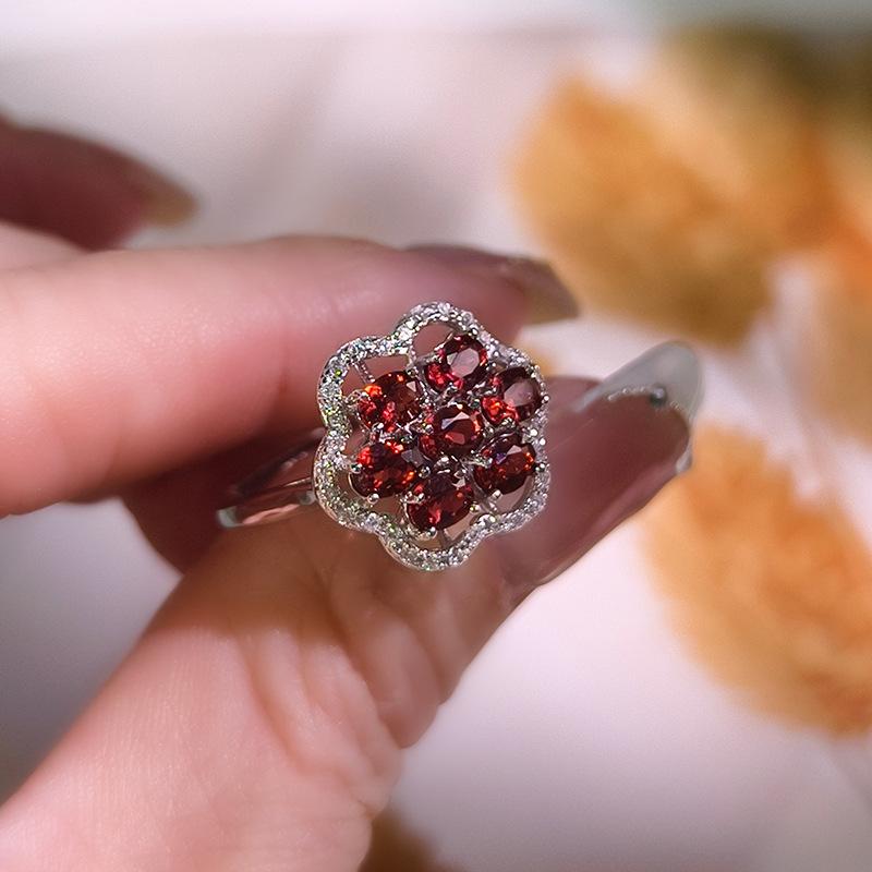 S925 Sterling Silver Leaf Ring For Women European Fashion Natural Peridot Crystal Jewelry High Sense Minimalist Finger Ornament