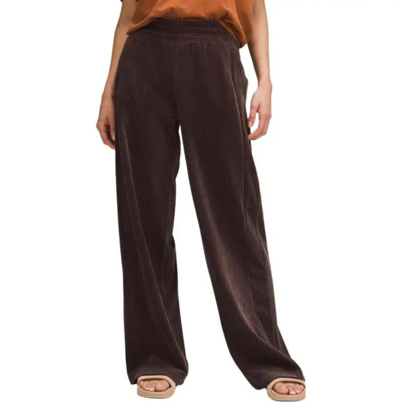 

Lulu Pure Original 2025 New Women Wide Leg Pants Corduroy Trousers Fashion Comfortable and Versatile Elastic Waist Brown L