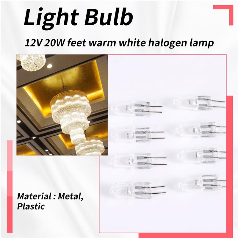 A84E-12V 20W Halogen Bulb Warm White Light Lamp Bi-Pin Base 8 Pcs