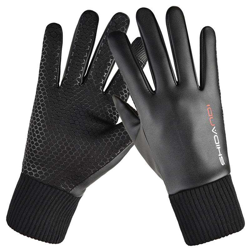 Waterproof Winter Gloves For Motorcycle 2 Finger Flip Windproof Women Men Gloves Velvet Warm Protection Pu Leather Sport Gloves