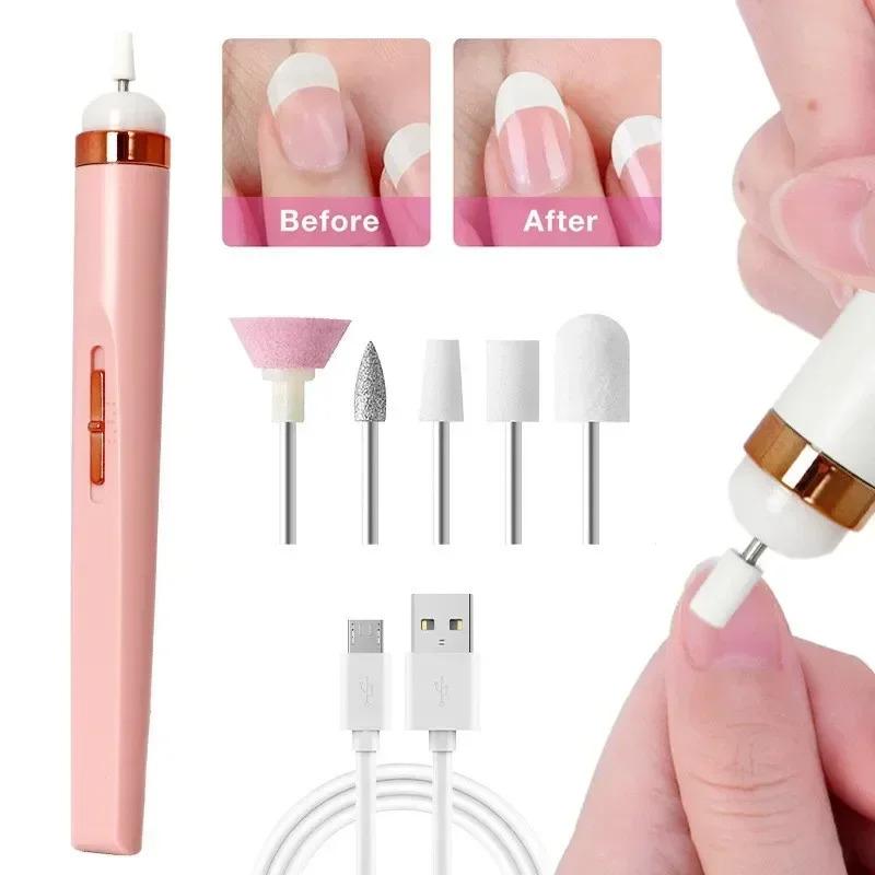 Nail Polishing Machine Electric Nail Grinder With Light Portable Mini Electric Manicure Art Pen Tools With Bag For Gel Removing