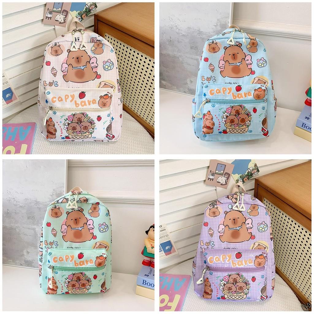 Cheerful And Bright Capybara Kindergarten Kid Nylon Cartoonish Backpack Printing