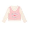 LUSON Girls' Faux Two-Piece Long Sleeve T-Shirt