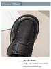 Schwarze Jungen-Klettverschlussschuhe aus Leder, im Academy-Stil mit Samtfutter und weicher Sohle