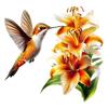 QT2417#15cm Vibrant Yellow Flowers & Hummingbird Car Sticker for Laptop, Truck,Motorcycle, Window