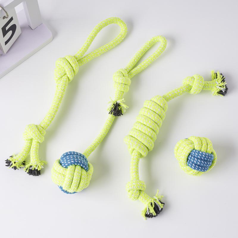 Durable Cotton Rope Pet Toy Set: Teething & Knotted Ball Toys for Cats and Dogs