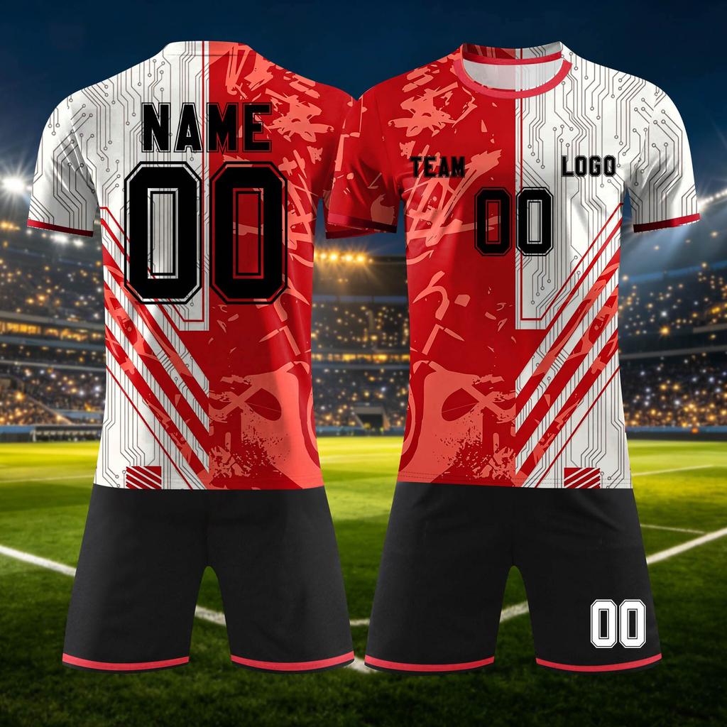 Conjunto Deportivo Personalizado de Dos Piezas DIY con Camiseta de Manga Corta y Pantalones Cortos para Uniformes de Equipo y Estampación Personalizada