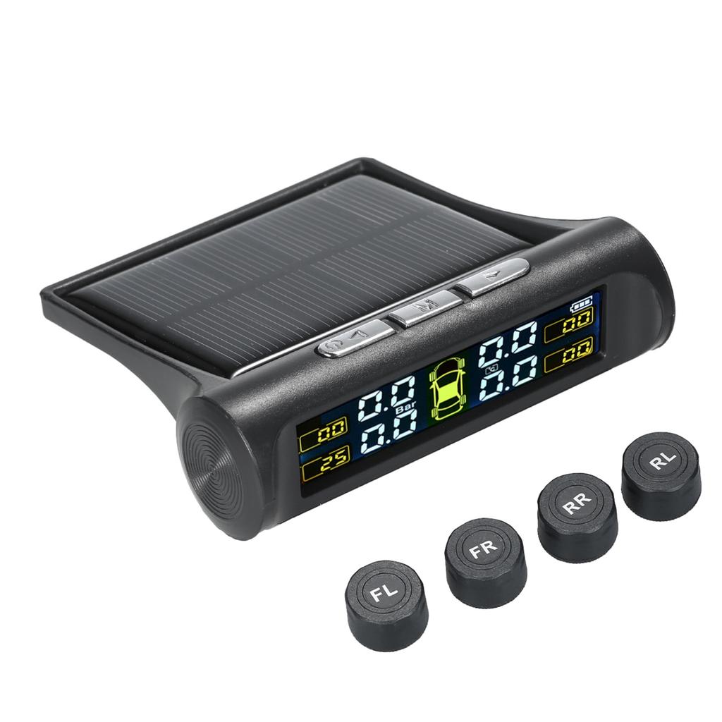 Solar Wireless Car Tire Pressure Monitoring System with 4 External Sensors