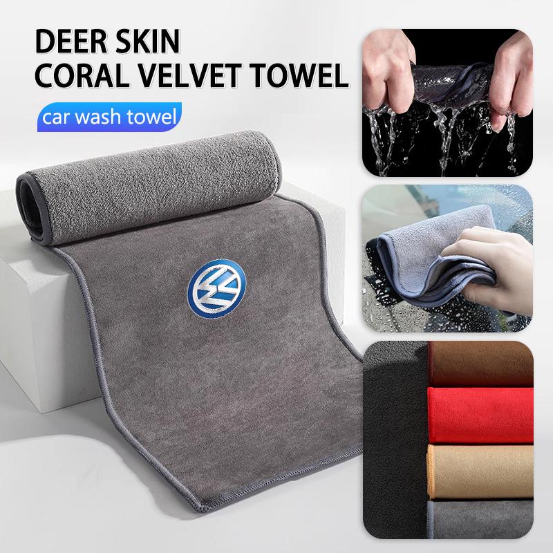 WET1 For Volkswagen VW Car Deer Skin Absorbent Coral Velvet Wiping Cleaning Towel Polo Jetta Sagitar Magotan Passat B5 B6 B7 CC