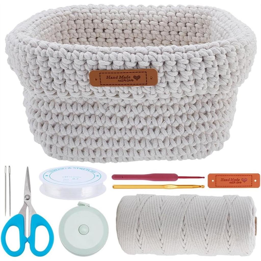 DIY Macrame Basket Kit for Beginners Cardboard Woven Basket Macrame Weaving Craft Supplies for Holiday Activities
