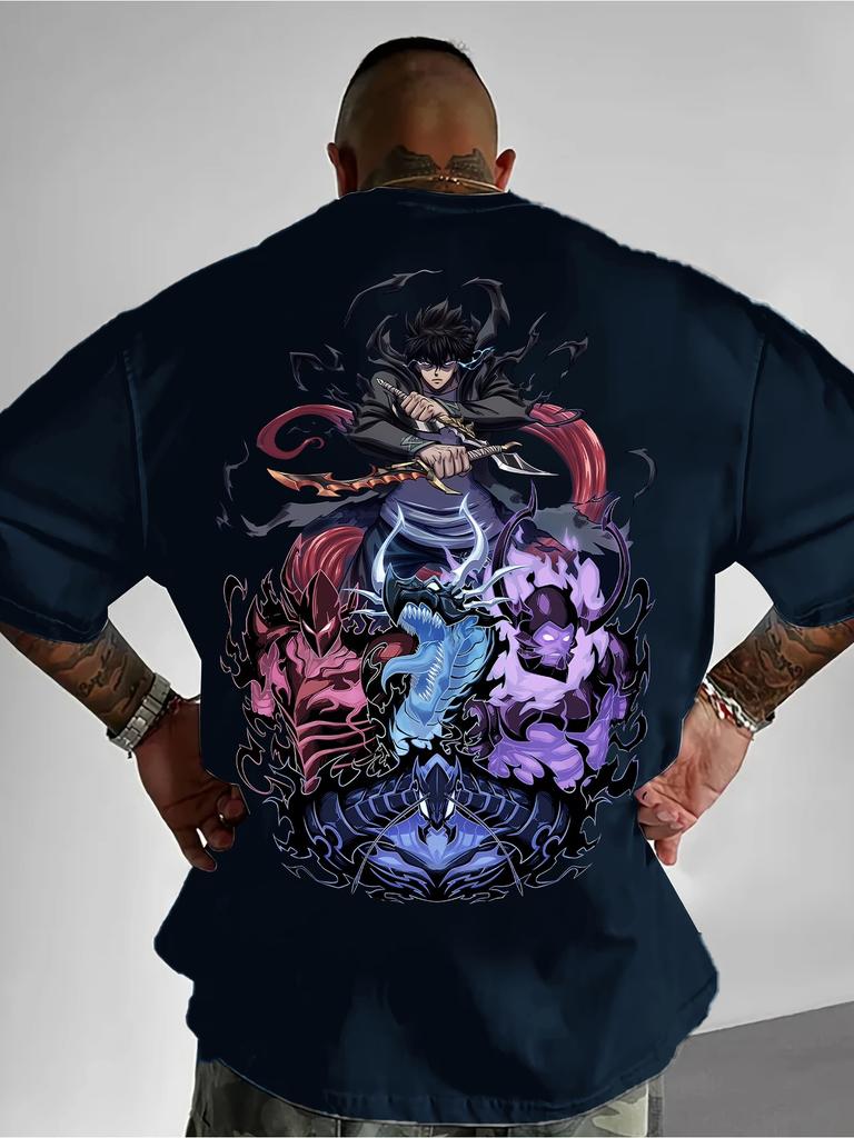 Solo Leveling Animation Derivatives Printed Short Sleeve TShirt Mens and Womens 2025 Summer Fashion Casual Cotton Top Clothes