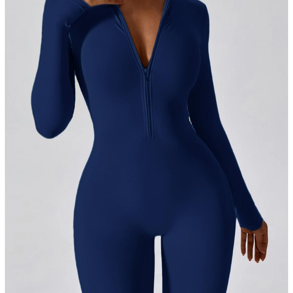 Sport-Jumpsuits Damen-Sets Langarm Schwarz Weiß Grau