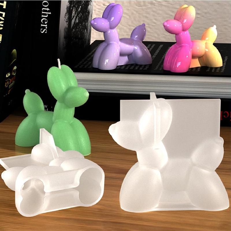 2Pcs 3D Silicone Mold for DIY Candle Making Balloon Dog Stereoscopic Resin Gypsum Aromatherapy Candle Decoration