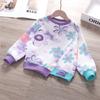 Girls Gradient Floral Print Long Sleeve Sweatshirt Casual Loose Round Neck Top For Spring Autumn