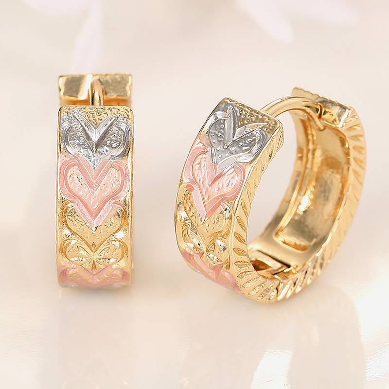 Huitan Трехцветные женские металлические серьги-кольца для свадьбы, помолвки, роскошные аксессуары, для вечеринки, универсальные, для повседневной носки