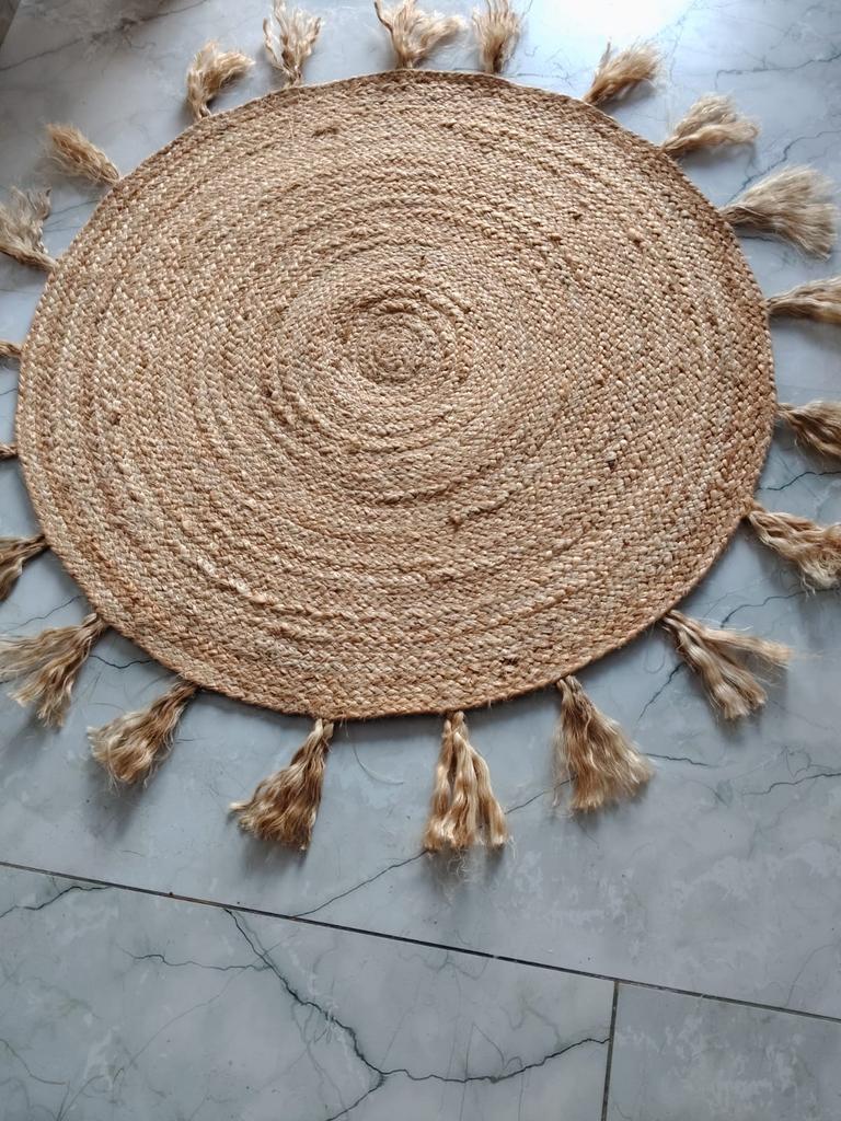 Prostokątny chodnik jutowy ręcznie robiony 100% naturalny pleciony mata podłogowa dwustronny