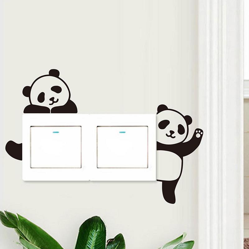 Switch Wall Sticker Cute Panda Switch Poster Stickers Removable Light Socket Decals Family DIY Decor Art Car Stickers Wall Art