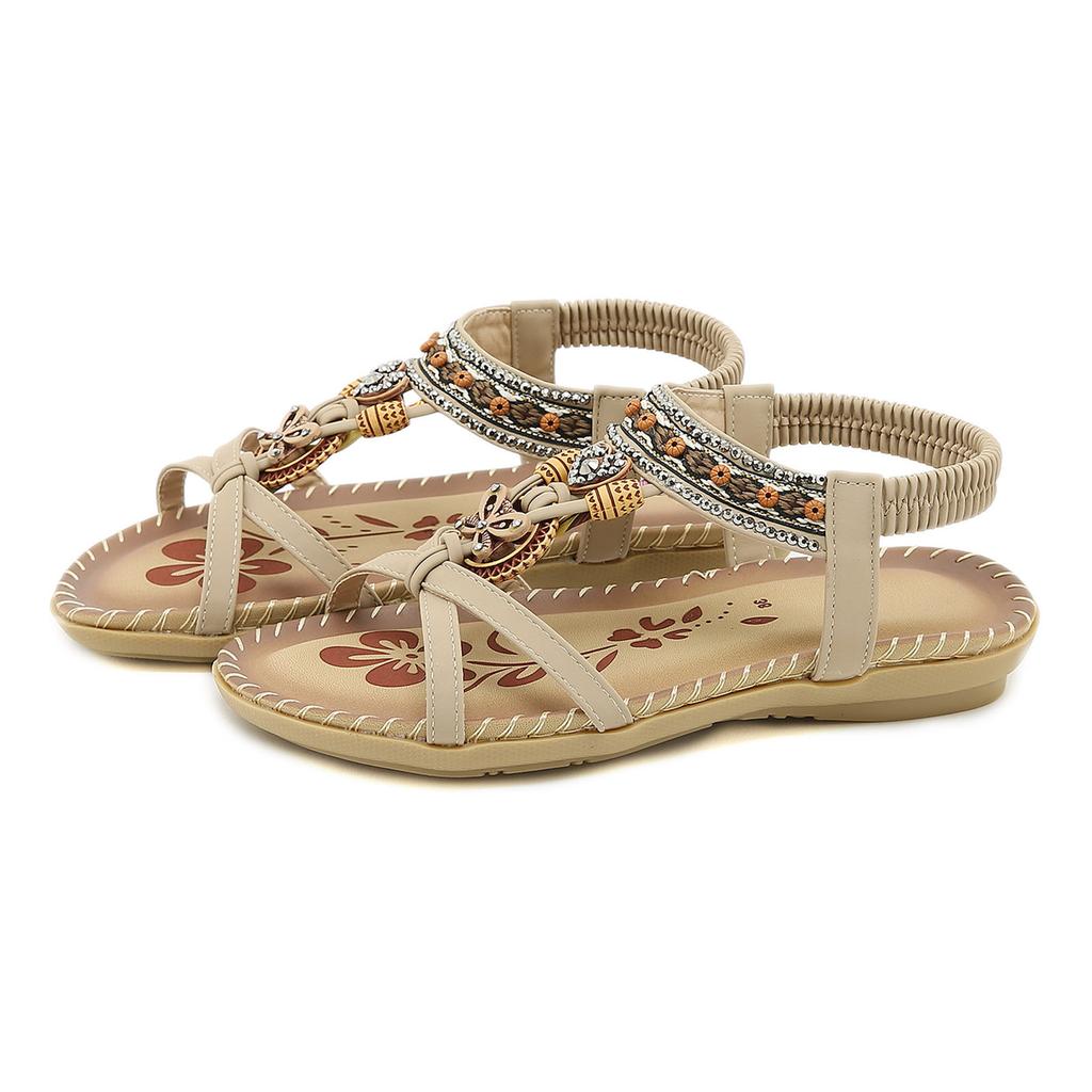 Womens Sandals Size 38 Fashion Women Casual Open Toe Flat Rhinestone Comfortable Soft Bottom Breathable Sandals For Woman