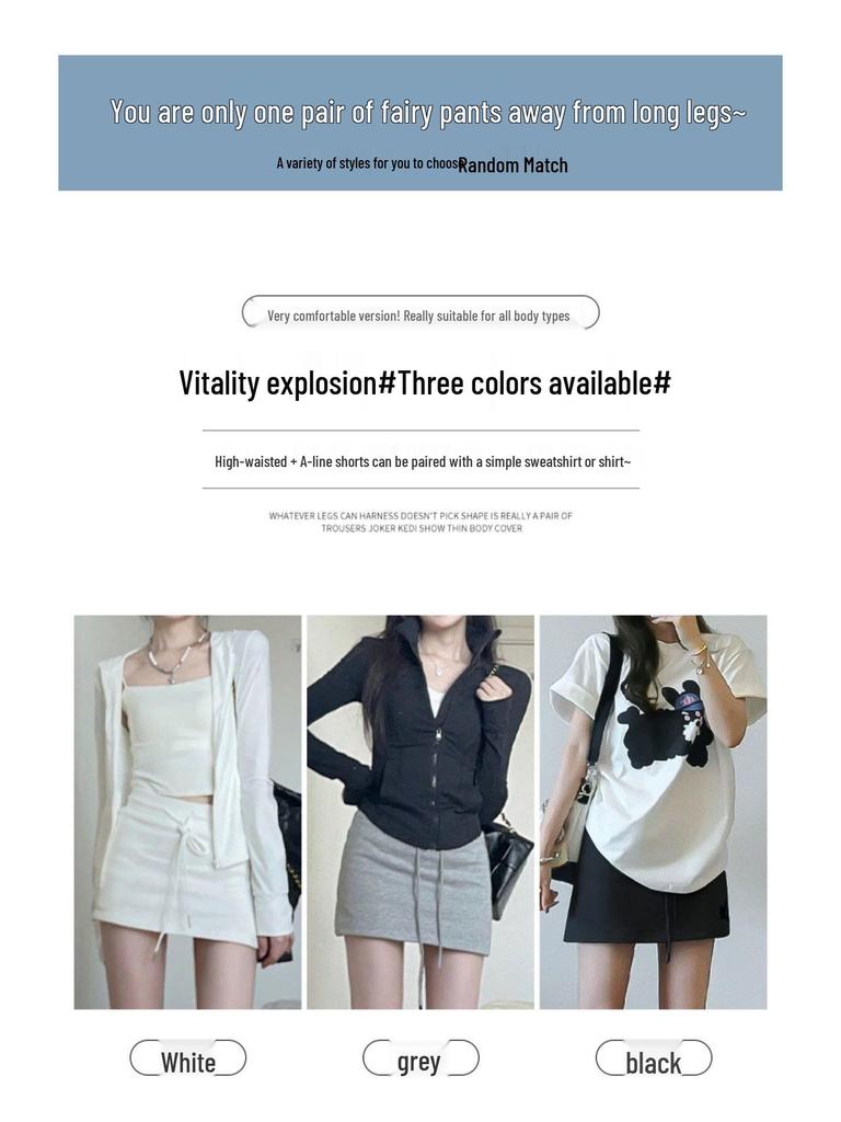 American Style High Waist Slimming Skort for Women - Hip Wrap, Petite Fit, Anti-Exposure Sport Design