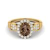 8X6mm Oval Smoky Quartz 925 Sterling Silver Gold Vermeil Solitaire Accents Women Engagement Ring