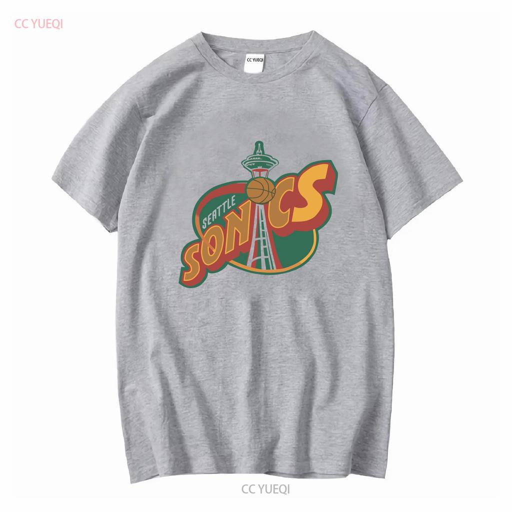 Vintage Seattle Supersonics T Shirt CP1627 Long Sleeves Vintage Washed Unisex Casual Slightly Top For Everyday Wear Streetwear
