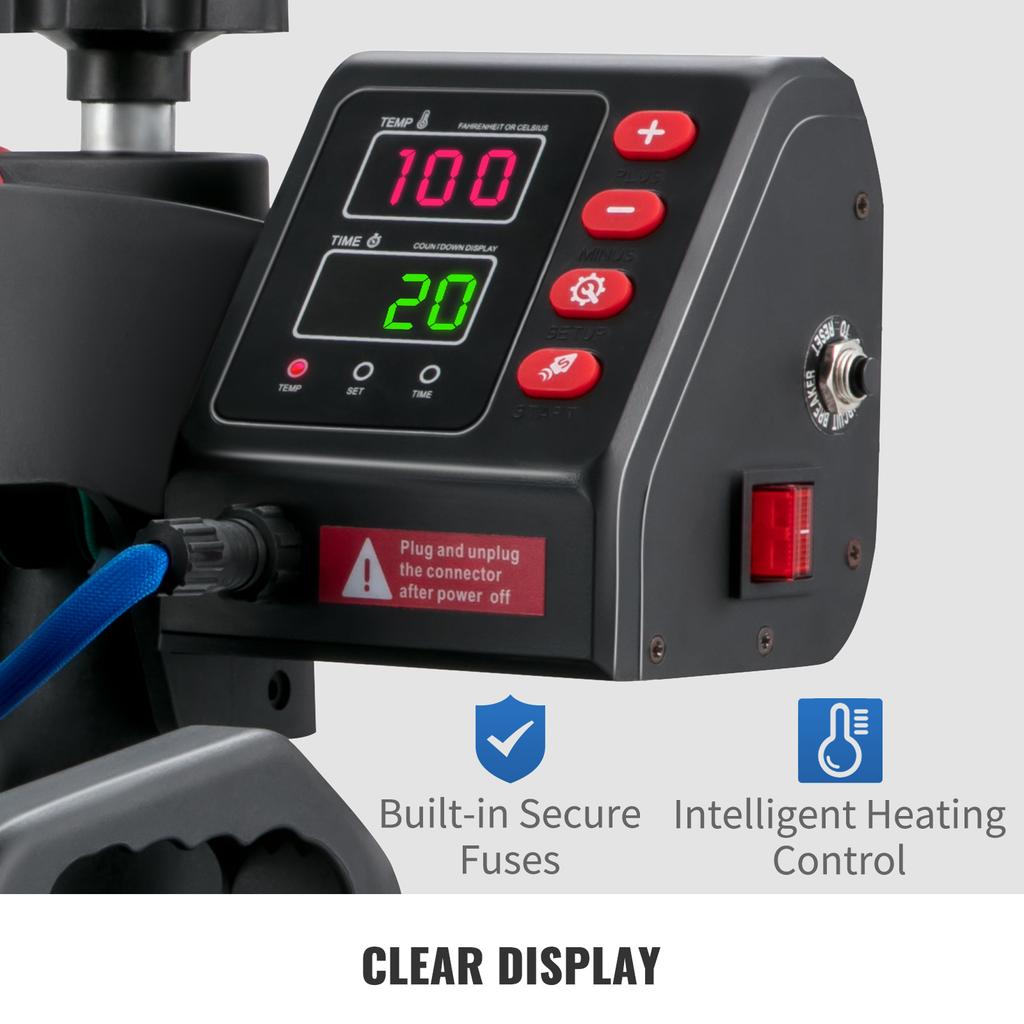 SucceBuy Hitzepresse 5in1 Hitzepressenmaschine 12x15in Clamshell Sublimation Transferdrucker Digitale Präzise Temperaturregelung