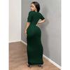 Women's dress summer short-sleeved V-neck sexy long tight dress