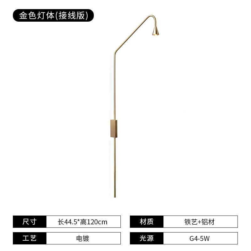 Austere Wall Lamp Gold Long Arm Sconce Spotlight Nordic Minimalist Bedroom Bedside Reading Light Aisle Office Decor Ambient Lamp