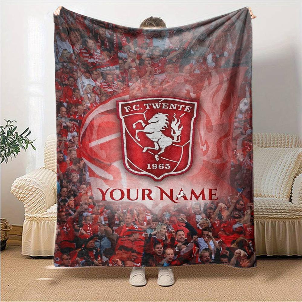 Name Custom FC Twente Print Flannel Blanket High Quality Warm Comfortable Cover for All Seasons Perfect for Gifts Home Decor