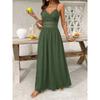 Ethnic Vacation Style Solid Color Lace Backless Spaghetti Strap High Waist Maxi Dress For Women