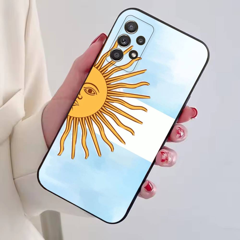 A-Argentina Football Fan Support Flag Phone Case For Samsung S25,S24,S21,S22,S23,S30,Ultra,S20,Plus,Fe,Soft Silicone Black Cover