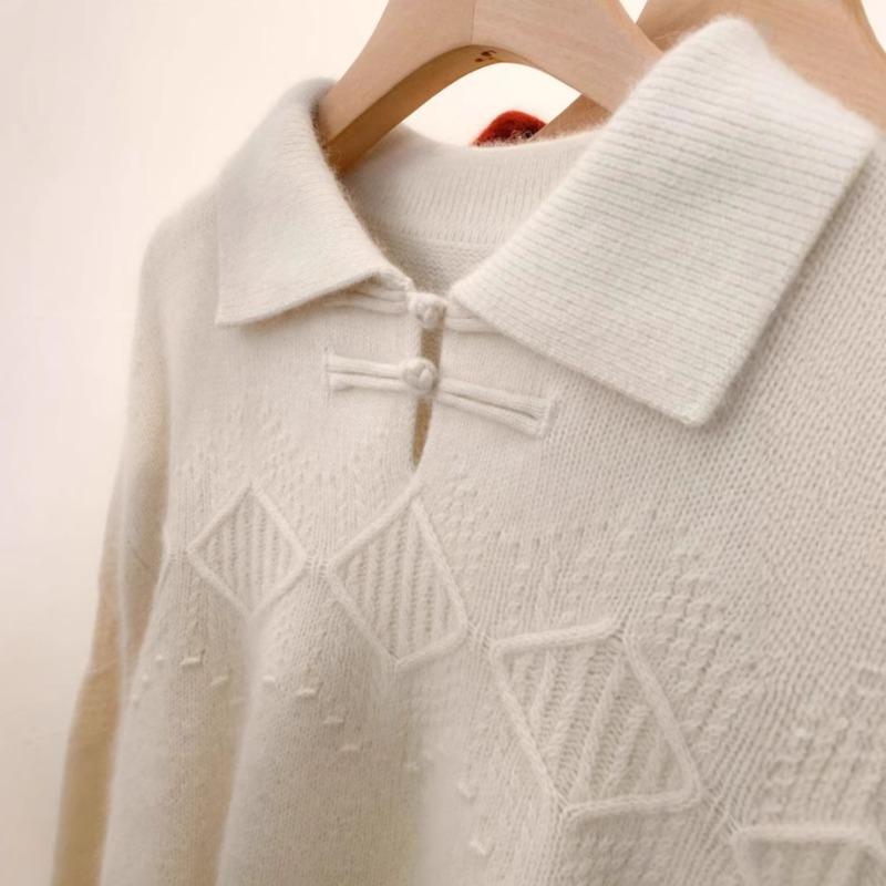 Neck Knitted Pullover Women's Winter Design Sense Lazy Thickened Sweater Wearing Soft Waxy Top