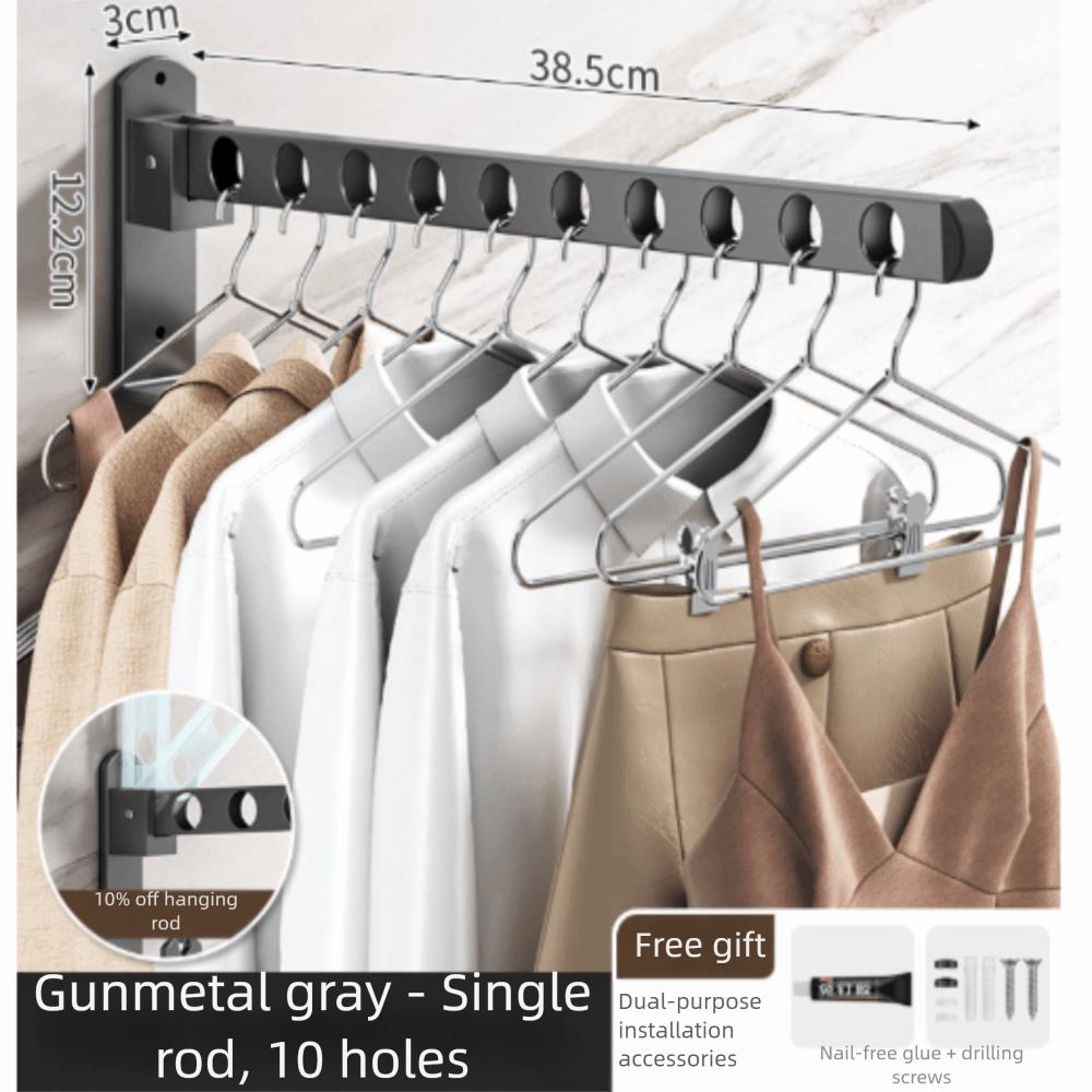 Wall-Mounted Clothes Hanger Clothes Hanger Punch Free Large Space with 8 Hole Hooks Wall Mount for Kitchen Closet Wall Window