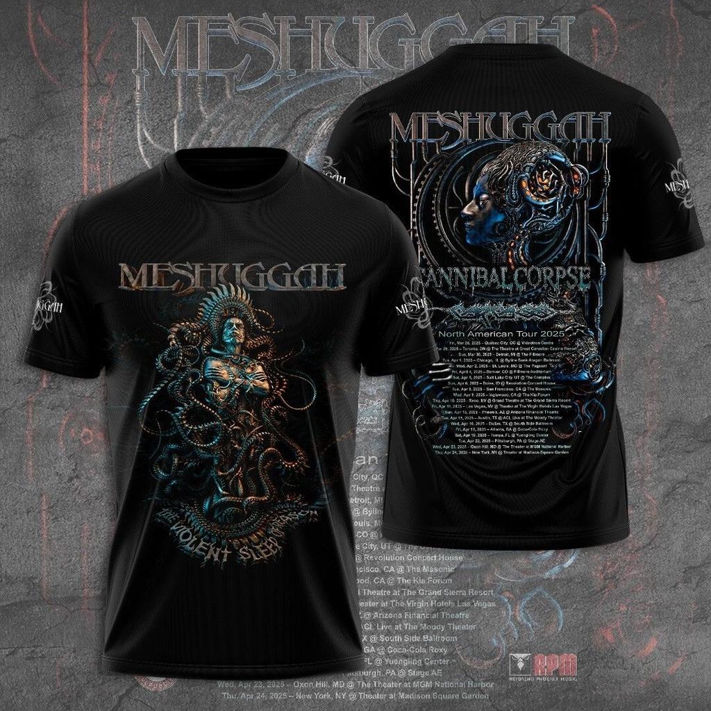 Unisex shirt Cotton Oversize Large Size Rare Meshuggah and Cannibal Corpse North American Tour 2026
