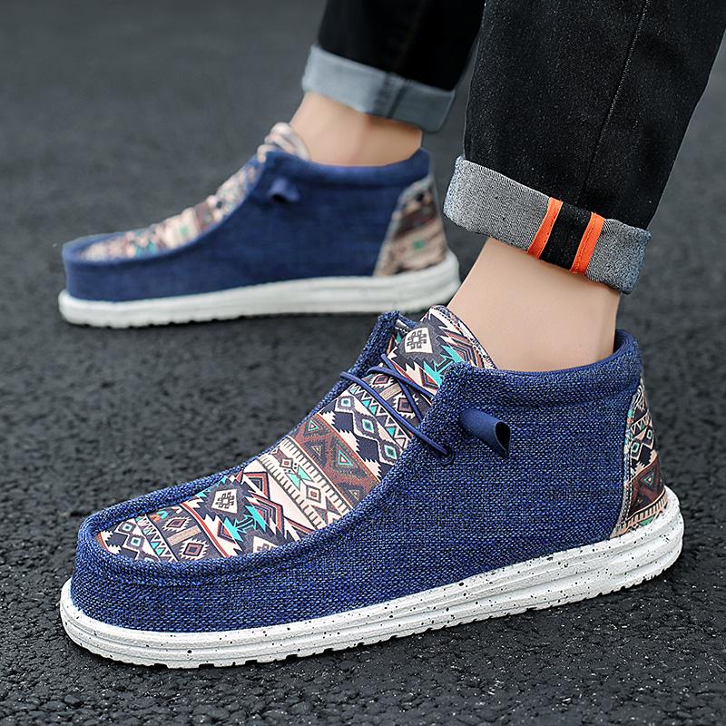Modische Herren-Bootsschuhe Ethnischer Stil Canvas-Schuhe Trendige Herren Freizeitschuhe für den Alltag Flach Bequem Leicht Herren Penny Loafer