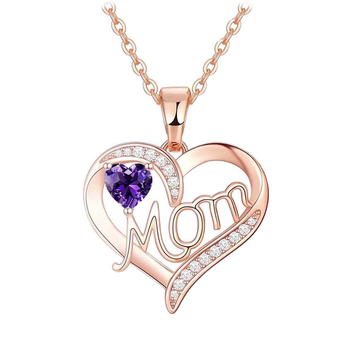 Heart Letter Necklace: Personalized Heart-Shaped Pendant Gift for Mom on Mother s Day Copper фиолетовый/алмаз