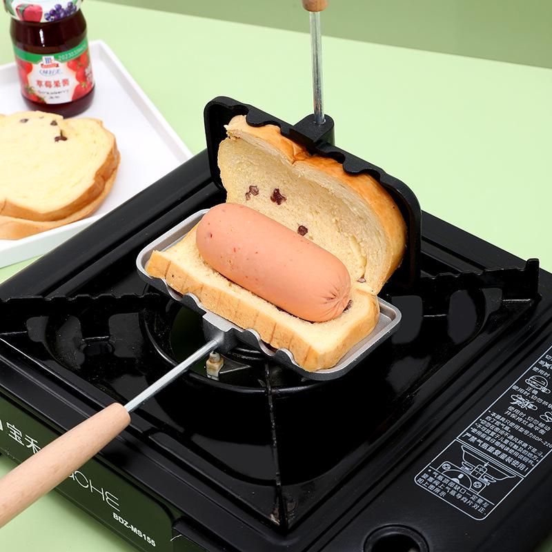 Dual-Sided Little Shell Gas Toaster & Detachable Frying Pan for Bread and Sandwiches