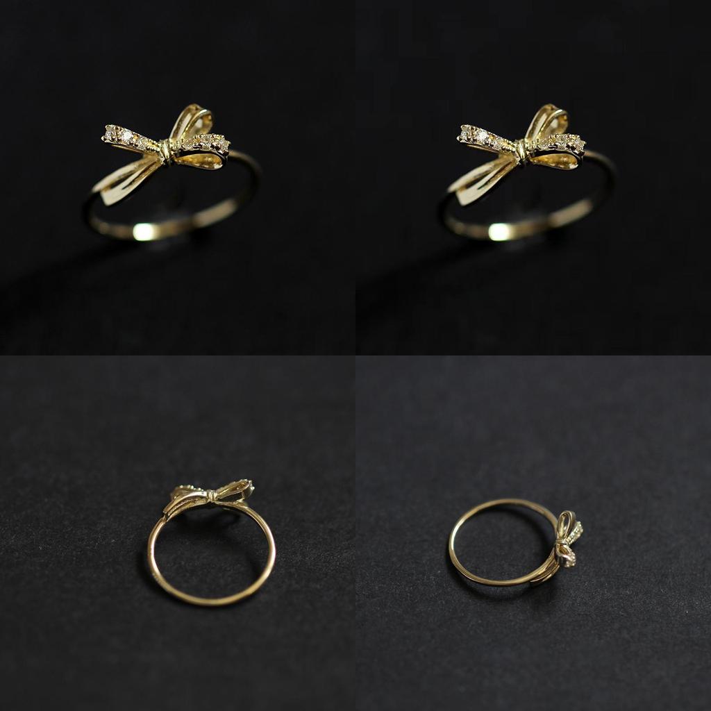 Elegant Open Design Bow Zirconia Ring For Women With Chic Geometric Style And Fit Adjustable