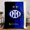 Inter Milan Logo Design Warm Blanket, Black and Blue. Flannel Blanket for Bedroom, Living Room, Sofa, and Nap.
