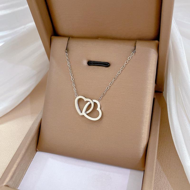 Heart To Heart Personality Minimalist Wind Furnace Real Gold Necklace Female Clavicle Chain