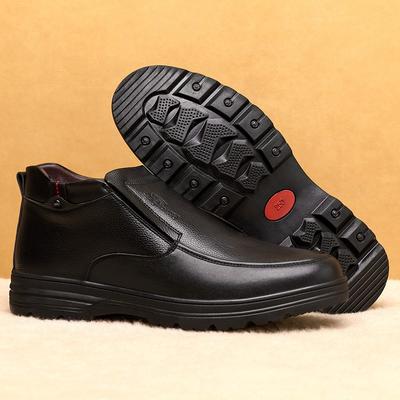 Herrenschuhe Winter neu Business warm Samt High-Top tiefmündig Baumwollschuhe Freizeitschuhe echtes Leder