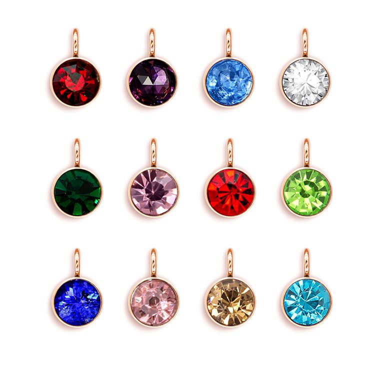 144Pcs/Lot Birthstone Necklace Pendant Jewelry Making Rhinestone Stainless Steel Charms For Women Earrings DIY Accessories Gift